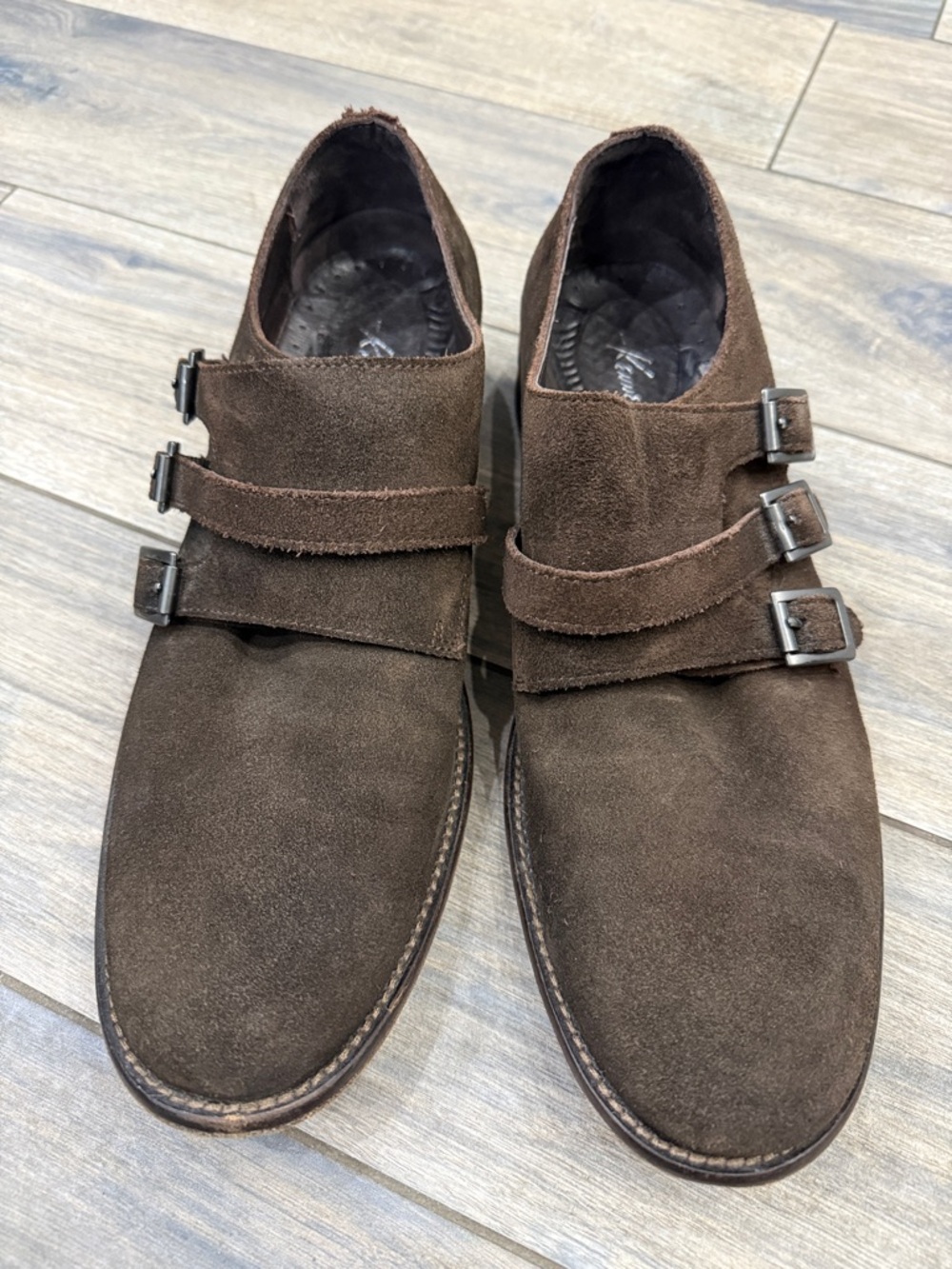 Kenneth Cole Men's Double Monk Strap Suede Shoes - Brown